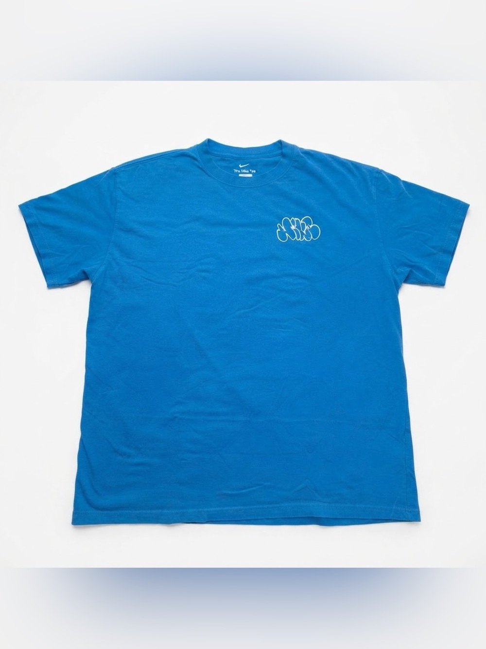 Nike The Nike Tee Blue Embroidered Graffiti Logo T-Shirt XXL EUC